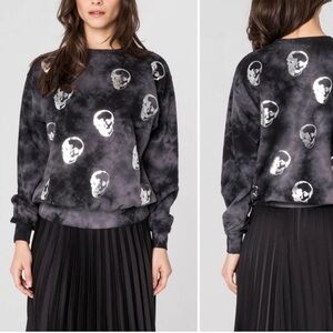☠️ CHRLDR ☠️ Charcoal Grey Tie Dye Skull Crew Neck Sweatshirt size Large 🖤